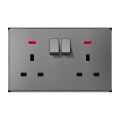 Double socket with USB, grey