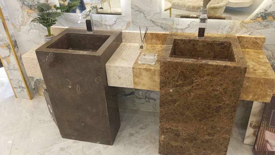 Freestanding marble basins