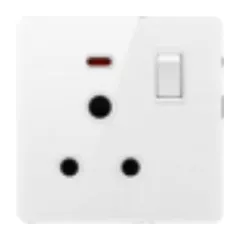 13A switched socket, white glass