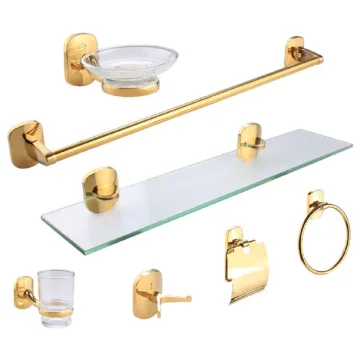 Gold bathroom accessory set