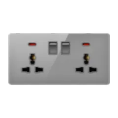 Double 13A socket, grey glass